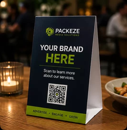 Table tent advertising example