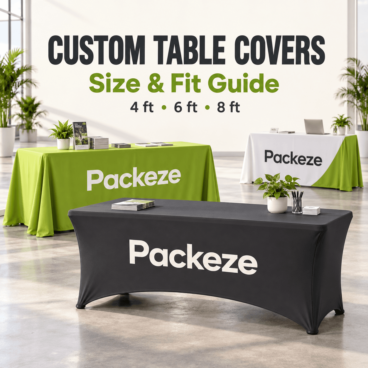 Custom Table Cover Sizes: 4 ft, 6 ft or 8 ft? Straight vs Stretch