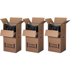 3-Pack of Wardrobe Boxes w/ Hanger Bars 24" x 24" x 40" - 3 Boxes/Case